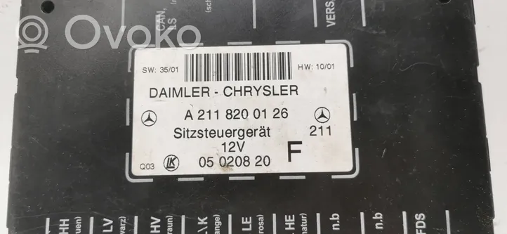 Mercedes-Benz E W211 Istuimen säädön moduuli A2118200126