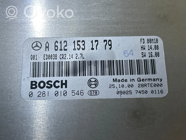 Mercedes-Benz ML W163 Unité de commande, module ECU de moteur A6121531779