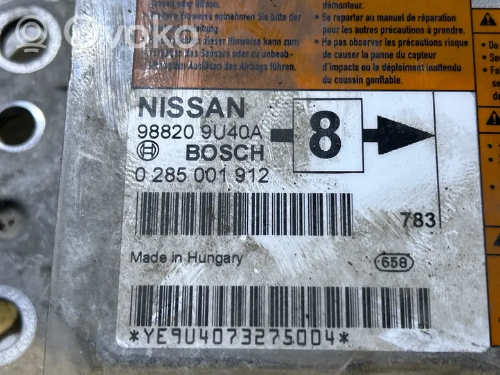 Nissan Note (E11) Sterownik / Moduł Airbag 988209U40A