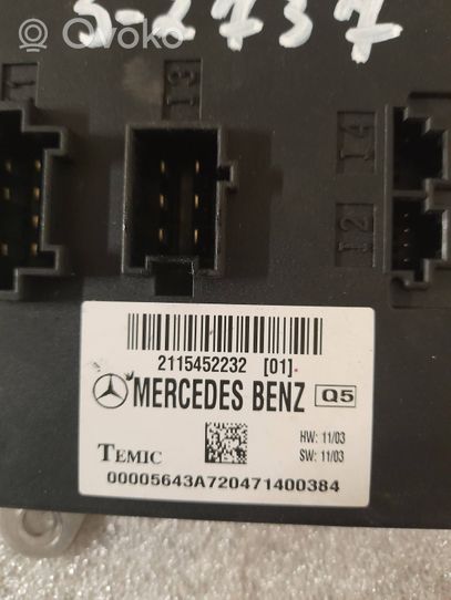 Mercedes-Benz E W211 Modulo comfort/convenienza A2115452232