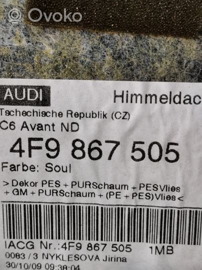 Audi A6 S6 C6 4F Podsufitka / Komplet 4F9867505