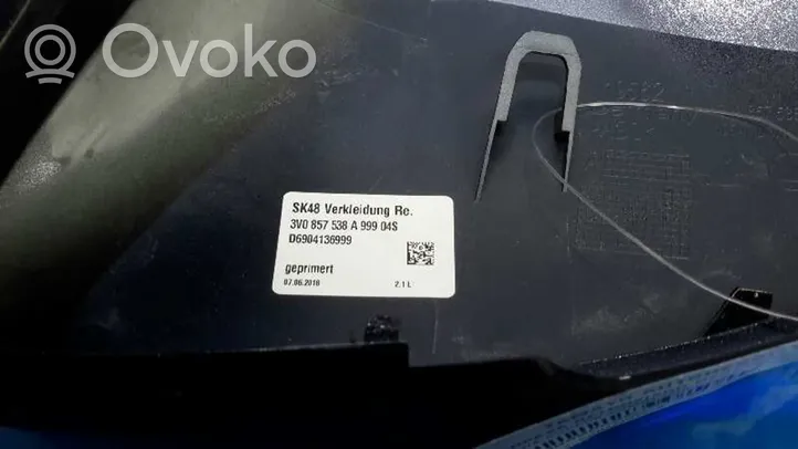 Skoda Superb B6 (3T) Miroir de rétroviseur de porte avant 3V0857538A