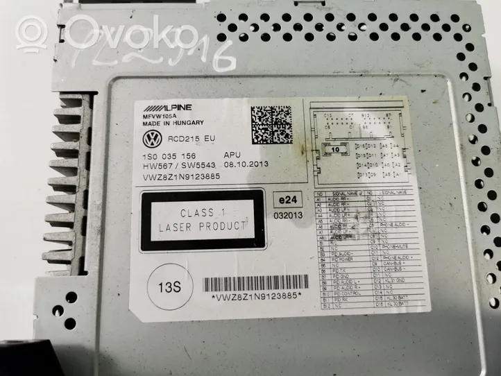 Volkswagen Up Radio/CD/DVD/GPS head unit 1S0035156