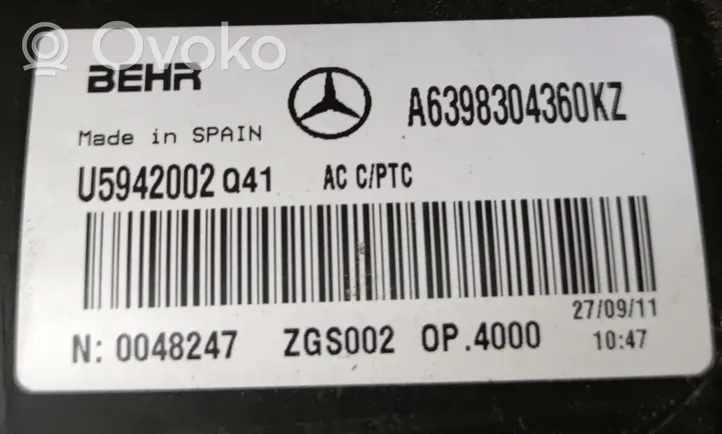 Mercedes-Benz Vito Viano W639 Комплект воздушного узла салона A6398304360