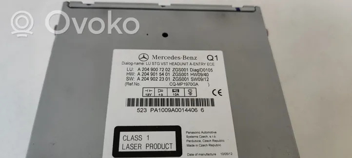 Mercedes-Benz C W204 Radio/CD/DVD/GPS-pääyksikkö A2049007202