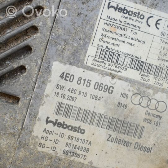 Audi A8 S8 D3 4E Pre riscaldatore ausiliario (Webasto) 4E0815069G