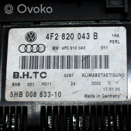 Audi A6 S6 C6 4F Sisätuulettimen ohjauskytkin 4F2820043B