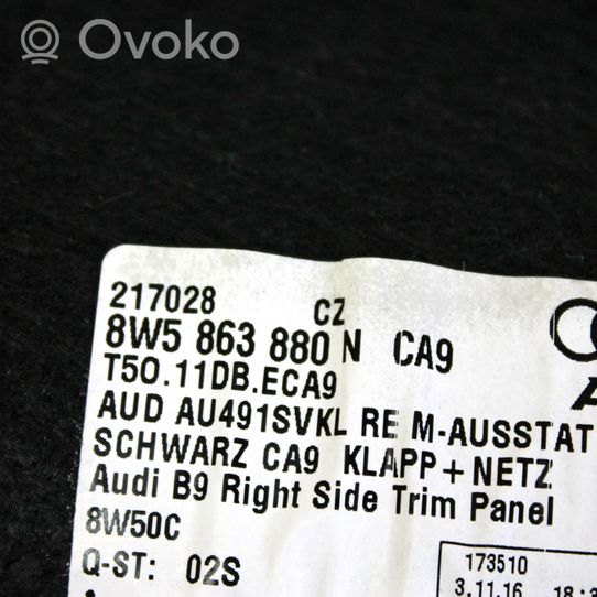 Audi A4 S4 B9 Boczek / Tapicerka / bagażnika 8W5863880N