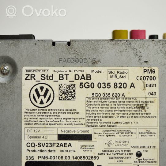 Volkswagen Golf VII GPS-navigaation ohjainlaite/moduuli 5G0035820A