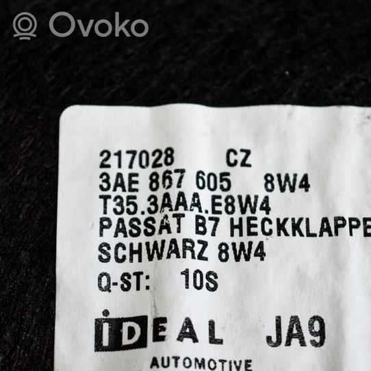 Volkswagen PASSAT B7 Poszycie / Tapicerka tylnej klapy bagażnika 3AE867605