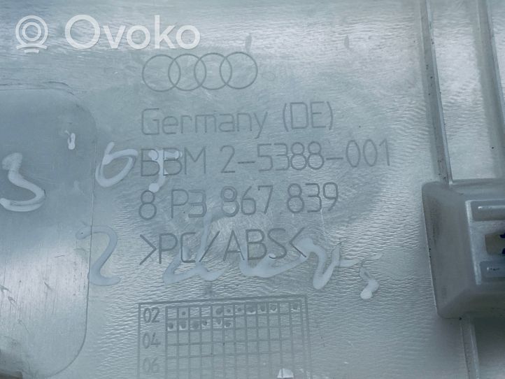 Audi A3 S3 8P Osłona / Listwa podsufitki bagażnika 8P3867839