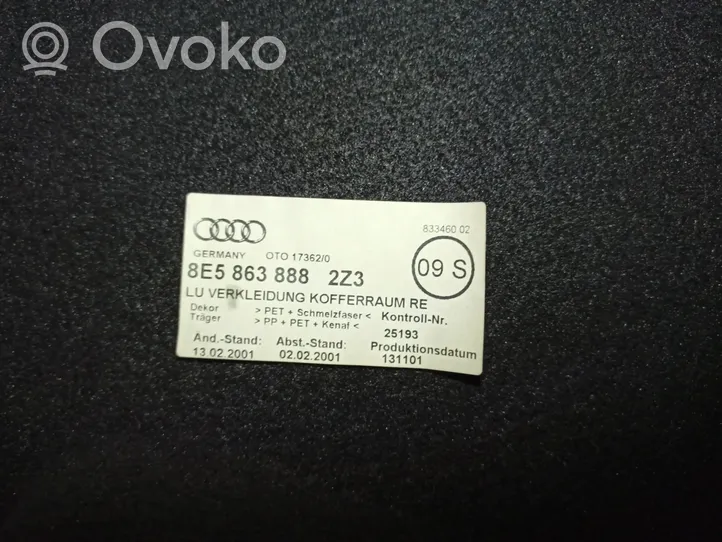 Audi A4 S4 B6 8E 8H Tapis de coffre 