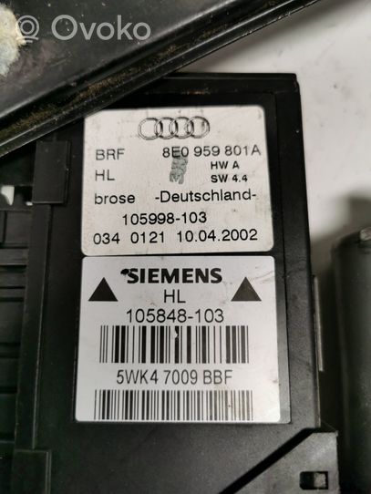 Audi A4 S4 B6 8E 8H Regulador de puerta trasera con motor 8E0959801A