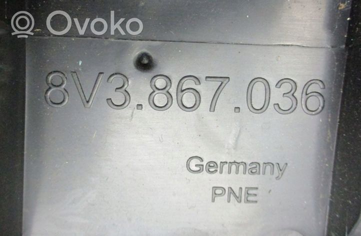 Audi A3 S3 8V Dvidurio galinių vietų šoninis apdailos skydas 8V3867036