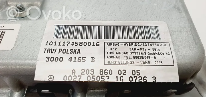 Mercedes-Benz E W211 Poduszka powietrzna Airbag drzwi tylnych A2038600205