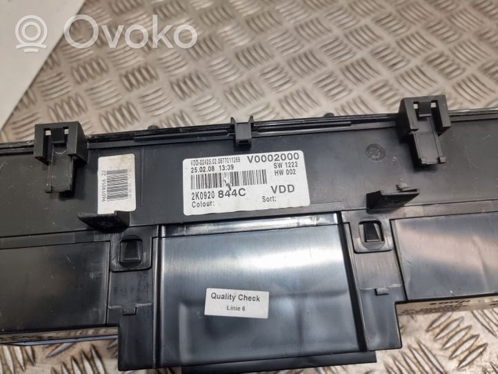 Volkswagen Caddy Compteur de vitesse tableau de bord 2K0920844C