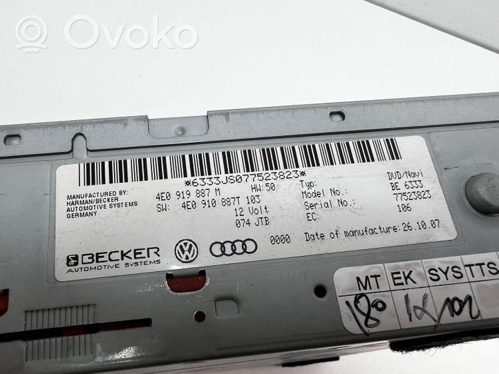 Audi A4 S4 B8 8K Unità di navigazione lettore CD/DVD 4E0919887M