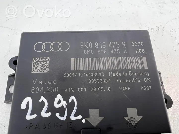 Audi A4 S4 B8 8K Pysäköintitutkan (PCD) ohjainlaite/moduuli 8K0919475R