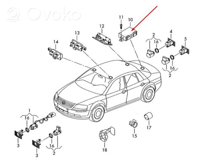 Volkswagen Phaeton Centralina/modulo sensori di parcheggio PDC 3D0919283C