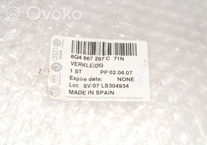 Volkswagen Polo IV 9N3 Rivestimento montante (B) (fondo) 6Q4867297C