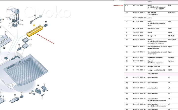 Audi A8 S8 D3 4E Antenna GPS 4e0035503