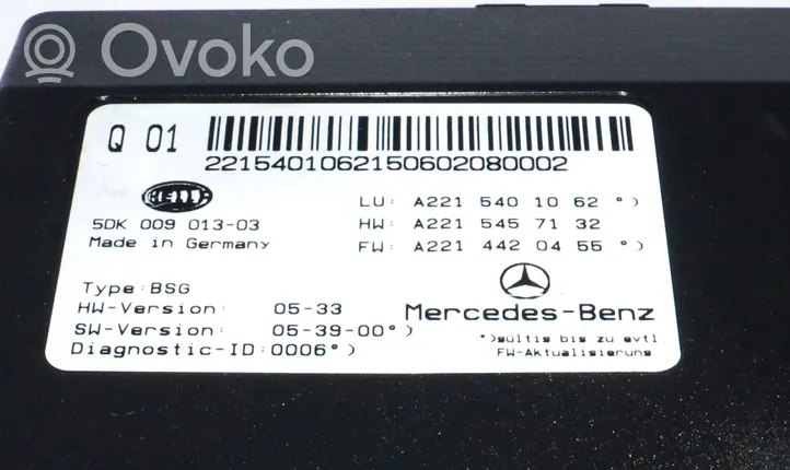 Mercedes-Benz S W221 Saugiklių dėžė (komplektas) a2215401062