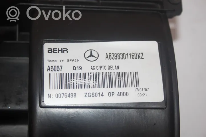Mercedes-Benz Vito Viano W639 Montaje de la caja de climatización interior A6398301160