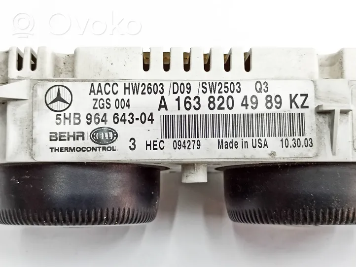 Mercedes-Benz ML W163 Panel klimatyzacji A1638204989
