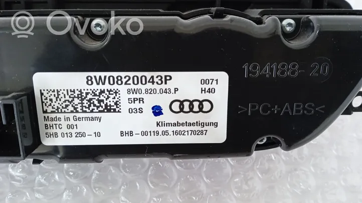 Audi A4 S4 B8 8K Ilmastoinnin ohjainlaite 8W0820043P