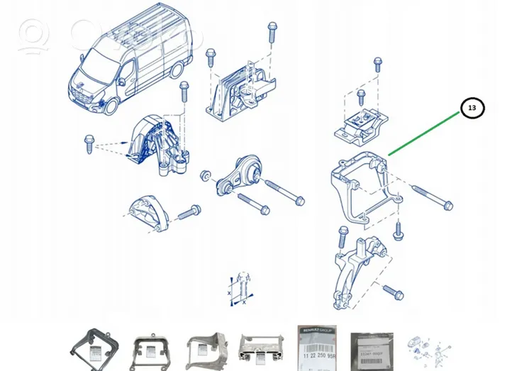 Renault Master III Pavarų dėžės tvirtinimo kronšteinas 112225095R
