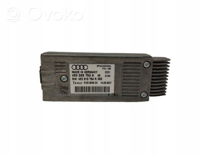 Audi A6 S6 C6 4F Moduł / Sterownik telefonu 4E0035753A