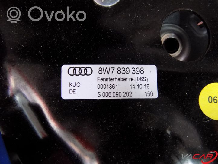 Audi A5 Mechanizm podnoszenia szyby tylnej bez silnika 8W7839398