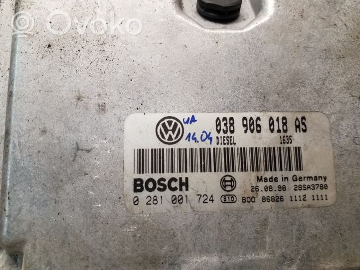 Volkswagen PASSAT B5 Sterownik / Moduł ECU 038906018AS