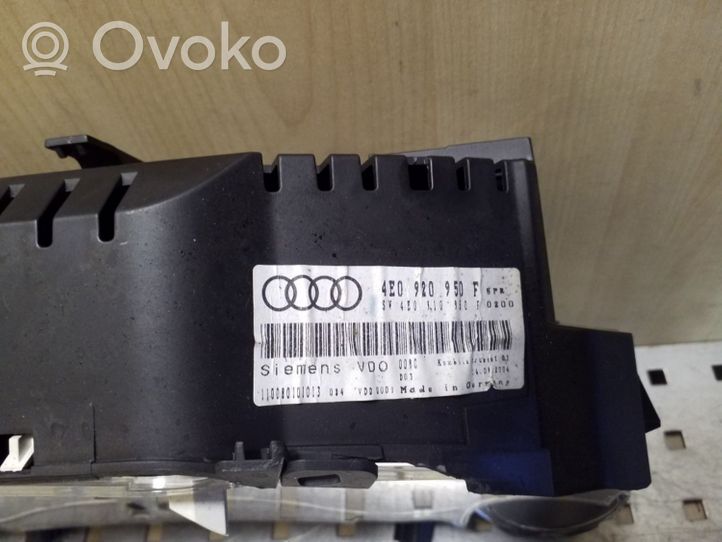 Audi A8 S8 D3 4E Speedometer (instrument cluster) 4E0920950F