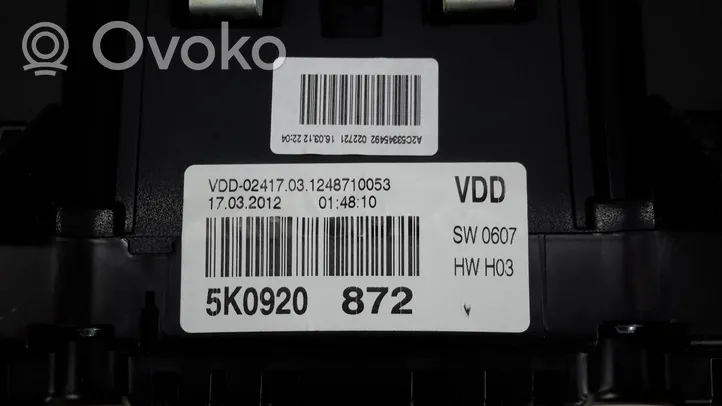 Volkswagen Golf VI Spidometras (prietaisų skydelis) 5K0920872