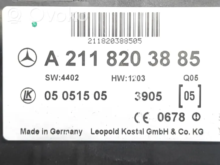 Mercedes-Benz CLS C219 Moduł / Sterownik systemu uruchamiania bezkluczykowego A2118203885