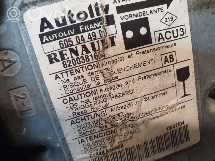 Renault Kangoo I Module de contrôle airbag 605044900