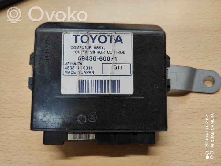 Toyota Land Cruiser (J150) Modulo di controllo degli specchietti retrovisori 8943060071