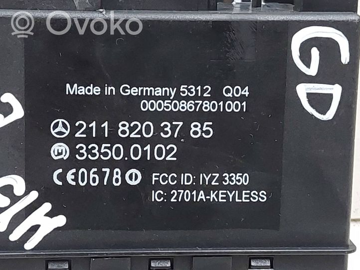 Mercedes-Benz E W211 Moduł / Sterownik systemu uruchamiania bezkluczykowego 2118203785