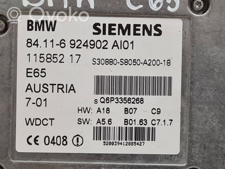 BMW 7 E65 E66 Unité de commande, module téléphone 6924902