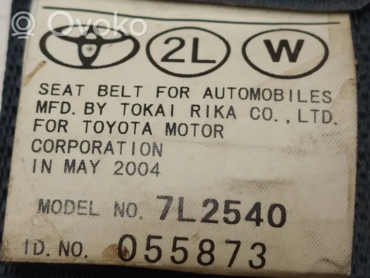 Toyota Corolla Verso E121 Ceinture de sécurité arrière 7L2540