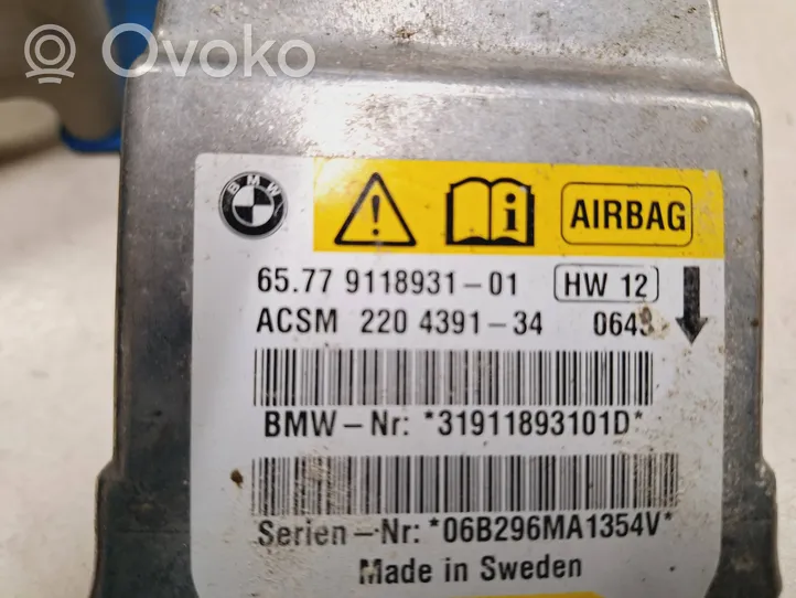 BMW 5 E60 E61 Module de contrôle airbag 6577911893101