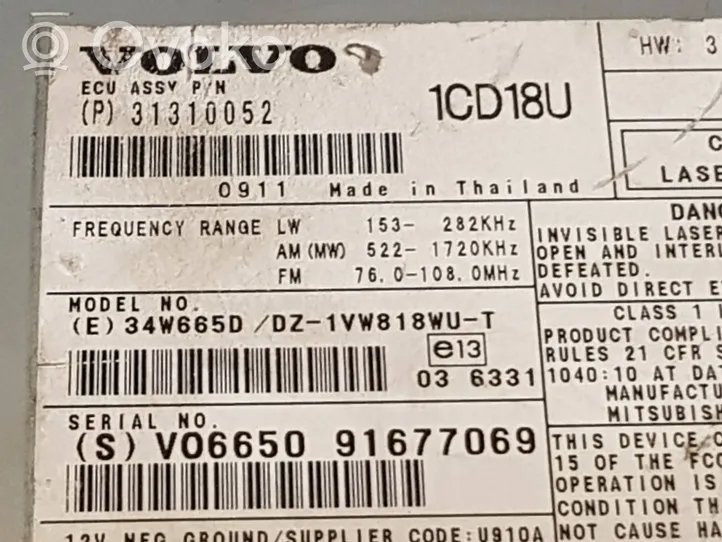 Volvo S40 Unità principale autoradio/CD/DVD/GPS 31310052