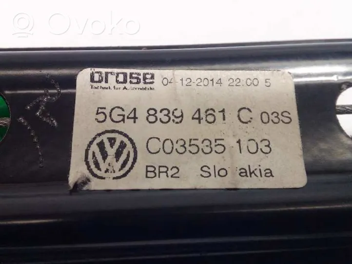 Volkswagen Golf SportWagen Takaikkunan nostomekanismi ilman moottoria 5G4839461C