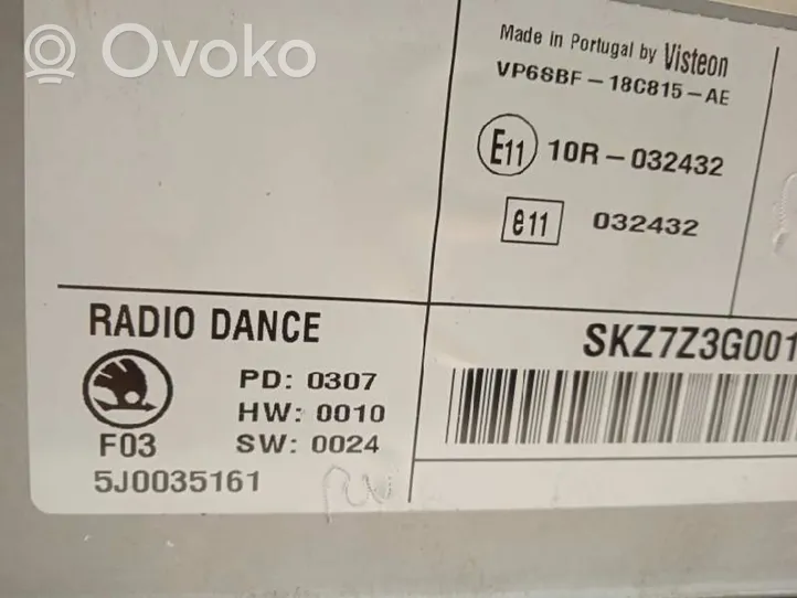 Skoda Roomster (5J) Unité de contrôle son HiFi Audio 5J0035161