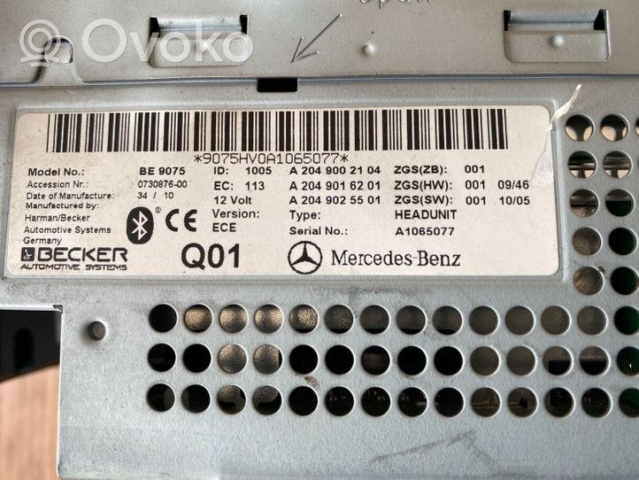 Mercedes-Benz C W204 Unità principale autoradio/CD/DVD/GPS 2049002104