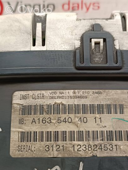 Mercedes-Benz ML W163 Tachimetro (quadro strumenti) A1635404011