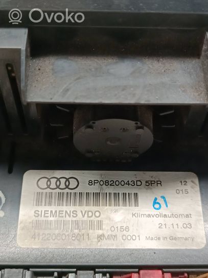 Audi A3 S3 A3 Sportback 8P Centralina del climatizzatore 8P0820043D