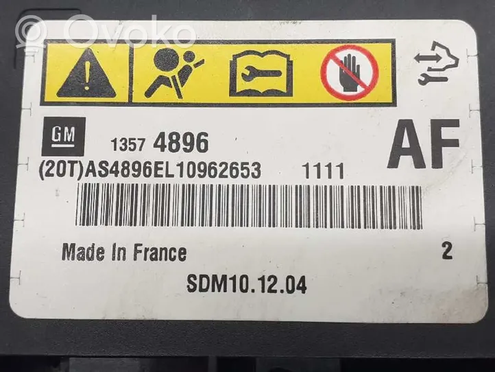 Opel Astra J Module de contrôle airbag 13574896