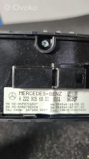 Mercedes-Benz GLC X253 C253 Interruttore di controllo dell’alzacristalli elettrico A2229056800